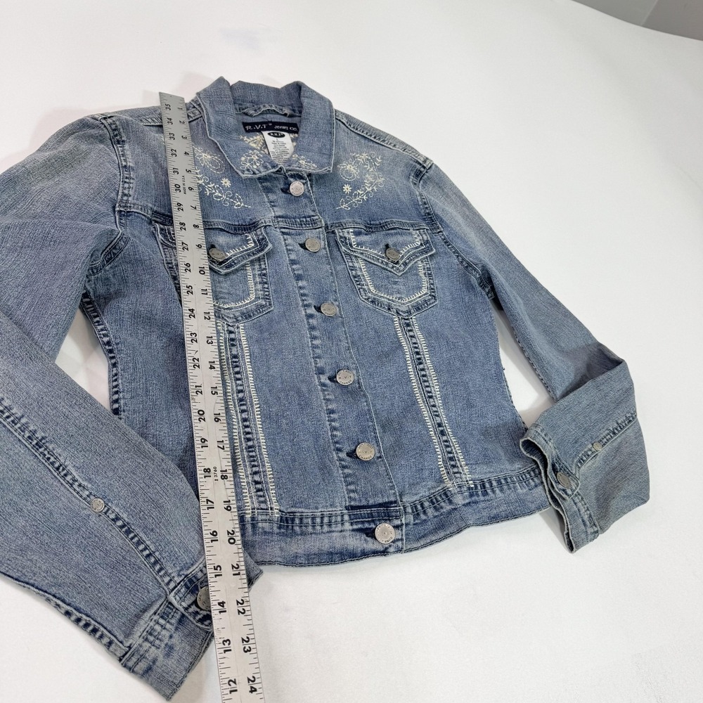 R.V.T Jeans Co Jacket Womens Large Blue Denim Embroidered Western Boho Y2k - Picture 4 of 7